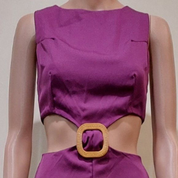 💥SHOWSTOPPER💥Sleevless Cut Out Wide Leg Jumpsuit in Magenta - Picture 6 of 16